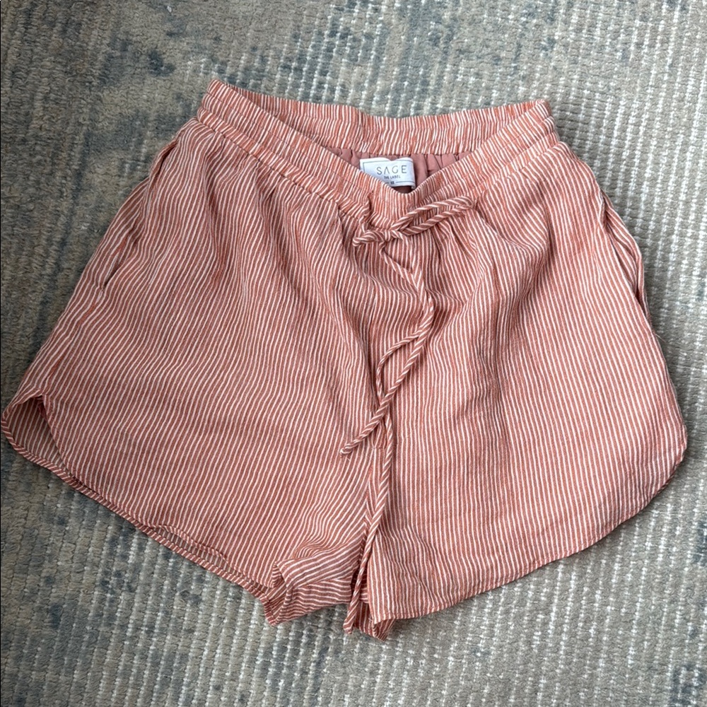 Sage High Waist Red Shorts with drawstring Elastic Waistband XS